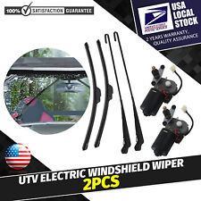 2 Universal Electric Utv Windshield Wiper Kit W 12v Motor For Polaris Kawasaki
