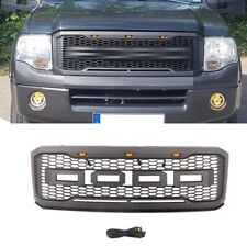 Black Front Grille Fits For Ford Expedition 2007 - 2014 Upper Grill Wlight