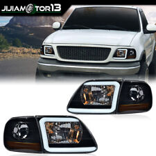 Fit For 97-04 F150 Expedition Led Tube Headlights Corner Parking Lights Smoke