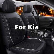 For Kia Linen Car 5 Seat Cover Full Set 3d Pu Leather Front Rear Cushion Pad Mat