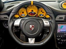 Sportive Flat Bottom Black Napa Porsche Steering Wheel 997.1 987 Carrera Yellow
