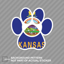 Kansas State Shaped Paw Print Sticker Die Cut Decal Dog Cat Pet Puppy