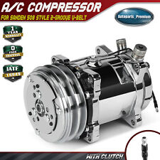 Ac Compressor W Clutch For Sanden 508 Style 2-groove V-belt Chrome Aluminum