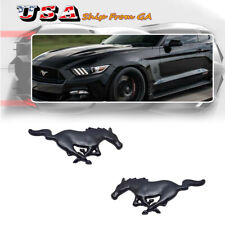 2pcs Metal Black Running Horse Pony Emblem Badge Stickers Decal For Ford Mustang