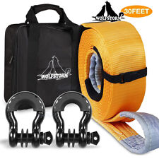 Tow Strap Recovery Kit 4x30ft Tow Strap 34 D-ring Shackles 2pcs Bag