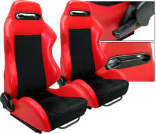 2 Black Red Racing Seats Reclinabl Ford Mustang Cobra