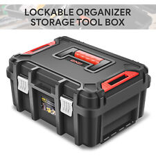 Utility Rolling Tool Deep Organizer Lockable Box Drawer W Removable Tray Black