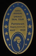 1959 Aaca Spring Tour Pottstown Pa Dash Plaque Car Show Plate George Washington