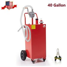 Gas Caddy Fuel Diesel Oil Transfer Tank 4 Wheels Portable W Pump 40 Gallon Red