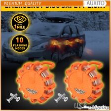 2x Led Road Flare Emergency Light Roadside Safety Beacon Disc Flashers Warning