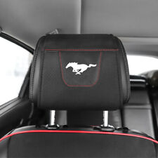 1pc Pu Leather Car Headrest Protector Cover Seat Pillow Cover For Ford Mustang