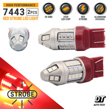 Syneticusa 7443 7440 Red Led Strobe Flash Brake Stop Tail Light Parking Bulbs