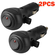 2pcs 12v Dc Car Cigarette Lighter Cable Adapter Plug With Led Onoff Switch