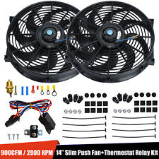 2x 14 Electric Cooling Radiator Fan 38 Probe Ground Thermostat Switch Kit Bk