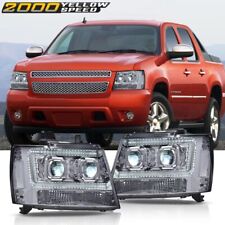 Fit For 07-14 Tahoe Avalanche Suburban Led Drl Projector Headlights Chrome Lamps