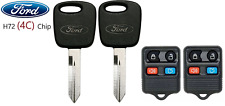 2 New Ford H72 Transponder Oem Chip Key 4c 4 Button Remote Fob Keyless A