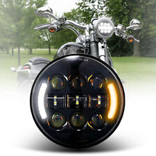 1x Dot Motorcycle 5-34 5.75 Led Headlight Projector Halo Ring Drl Turn Signals