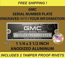 New Engraved Gmc Serial Number Tag Data Plate Truck Suburban Id Usa Tracking Inc