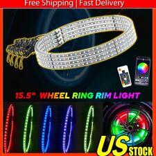 15.5 Rgb Chasing Flow Double Row Led Wheel Ring Rim Lights For Truck Car Set