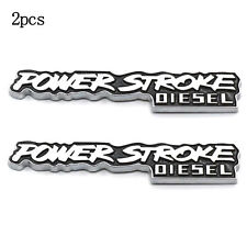 Pair Power Stroke Diesel Logo Stickers Emblem Badge Metal Trunk Decalsblack