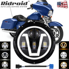 7 Inch Led Motorcycle Headlight Projector With Halo Angel Eyes Drl Hilo Beam