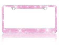 Heavy Duty Metal Pink Crystal Rhinestone Bling License Plate Frame