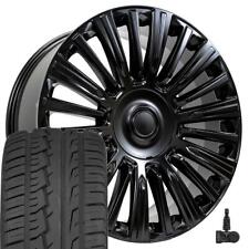 24 Satin Black 4876 Wheels Tires Tpms Set Fits Suburban Silverado Tahoe