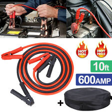 600 Amp 2 Gauge Booster Cables Jumper Leads Heavy Duty Car Van Clamps Start 10ft
