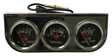 Universal 2 Triple Chrome Gauge Set Water Temperature Oil Pressure Psi Amperes