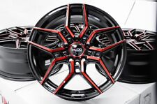 Kudo Racing Noxious 16x7 5x100 5x114.3 Black Wcandy Red Wheels Rims Honda Civic