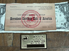 Horseless Carriage Antique Car Plaque Calling Card San Diego California 1961
