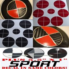Carbon Fiber Black Red Sticker Overlay Sport Full Set Fit All Bmw Emblems