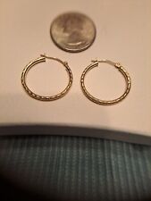 10k Yellow Gold Wide Large Oval Hoop Earring 1 Inches