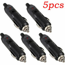 5pcs 12v Male Car Cigarette Lighter Socket Plug Connector With Fuse Red Led