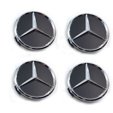 4pcs 75mm Wheel Center Hub Caps Cover Logo Badge Emblem For Mercedes-benz Black