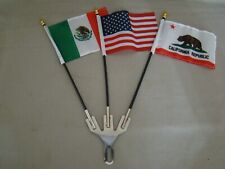 3 Flag Holder With 3 Flags Mexico Usa California License Plate Topper Flag