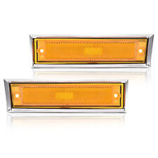 Pair Front Signal Side Marker Lights Amber Fit For 81-91 Gmc Chevy Pickup Truck