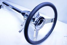 30 Street Hot Rod Chrome Tilt Steering Column Floor Shift With Banjo Wheel