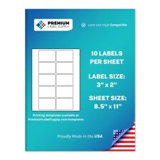 1000 Premium 3 X 2 Self Adhesive Labels - 10 Per Sheet