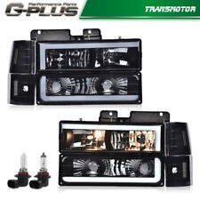 Fit For 88-93 Chevy Ck Gmc Sierra Tahoe Smokedclear Led Tube Headlights
