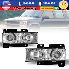 For 88-99 Chevy Gmc Ck 1500 2500 95-00 Tahoe Headlights Halo Projector 2pcs