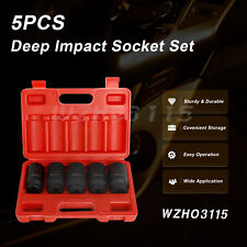 5pcs Deep Impact Socket Set 12 Drive Metric 12 Point Axle Hub Nut 30-36mm