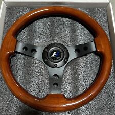 Hiwowsport 13 Universal 1.5 Wood Grain Blackbrushed Spoke Steering Wheel 330mm
