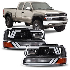 For 2000-2006 Chevrolet Tahoe Suburban Led Drl Projector Headlights Clear Lens