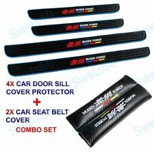 Rubber Car Door Scuff Sill Panel Step Protector 4pcs For Mugenseat Belt Cover 5