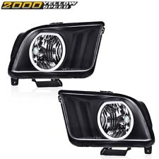 Fit For 2005-2009 Ford Mustang Led Drl Halo Headlights Assembly Black Headlamps