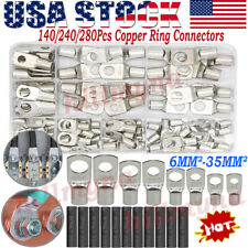 280140pcs Cable Lugs Copper Ring Crimp Terminal Car Battery Wire Connectors Kit