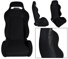 New 1 Pair Black Cloth Blue Stitching Adjustable Racing Seats Chevrolet 