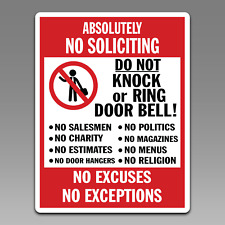 Absolutely No Soliciting Warning Front Door Window Vinyl Decal Sticker 075