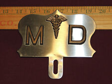 Vintage Md Medical Doctor License Plate Topper Badge Heavy Duty